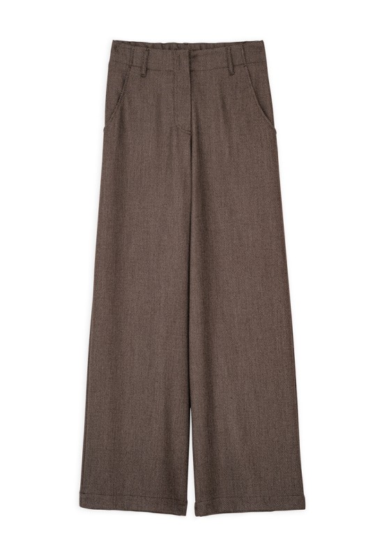 MELANGE T/R WIDE-LEG PANTS BROWN