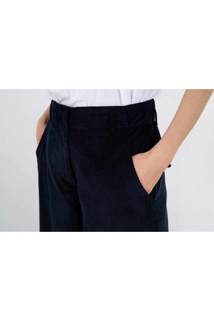 CORDUROY WIDE-LEG PANTS DARK BLUE