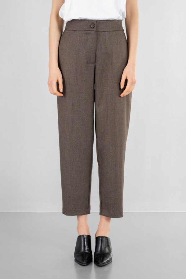 MELANGE T/R LOOSE PANTS BROWN