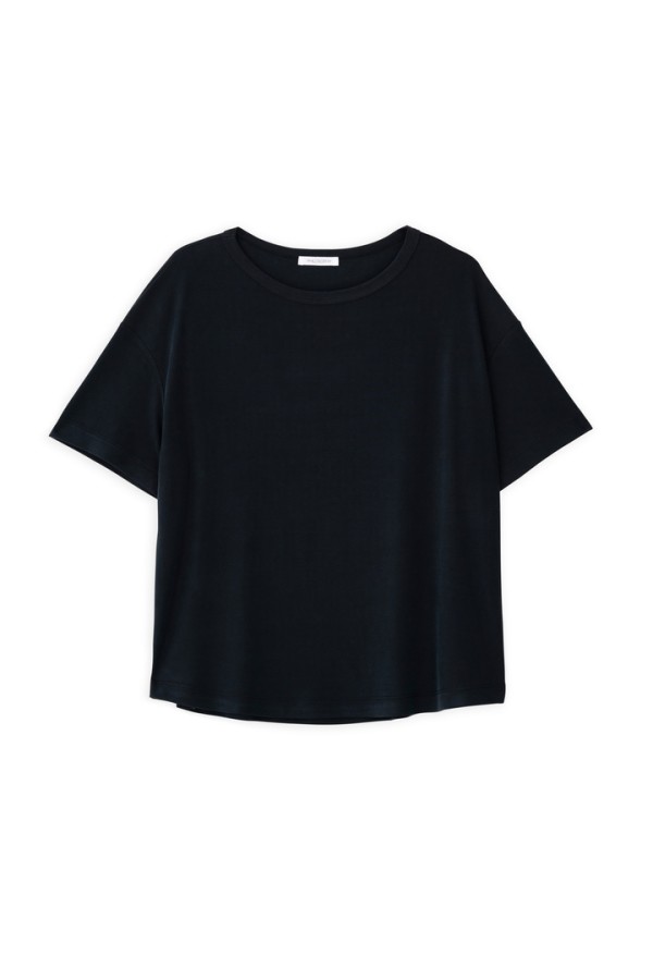 RIB SANDWASHED SHORT SLEEVE TOP BLACK