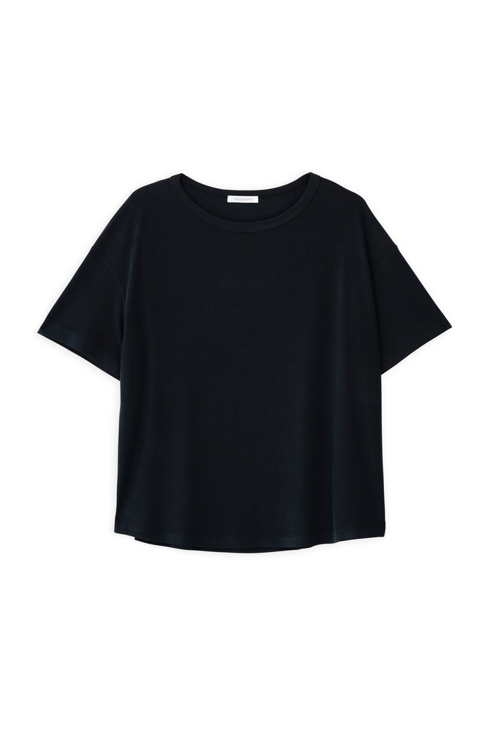RIB SANDWASHED SHORT SLEEVE TOP BLACK