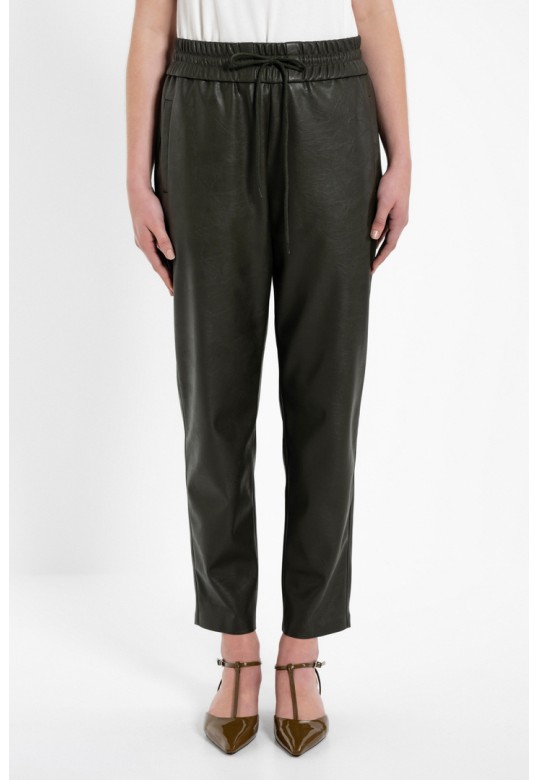 LEATHER JOGGER PANTS DARK KHAKI