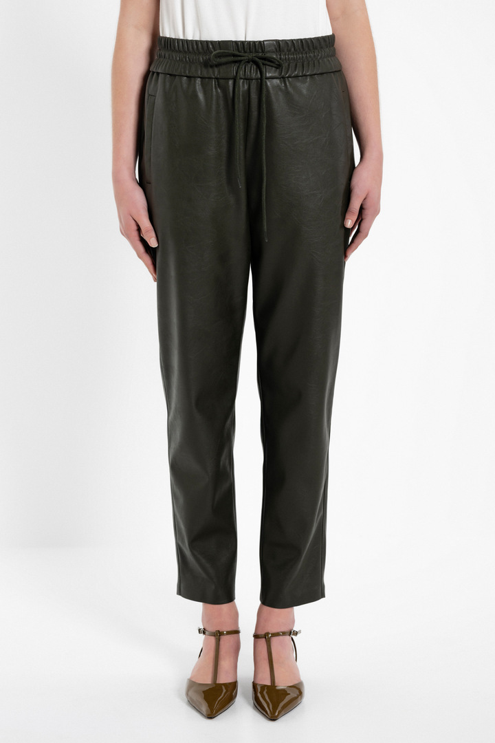LEATHER JOGGER PANTS DARK KHAKI