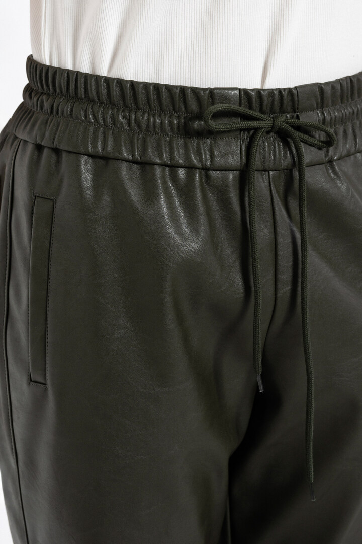LEATHER JOGGER PANTS DARK KHAKI