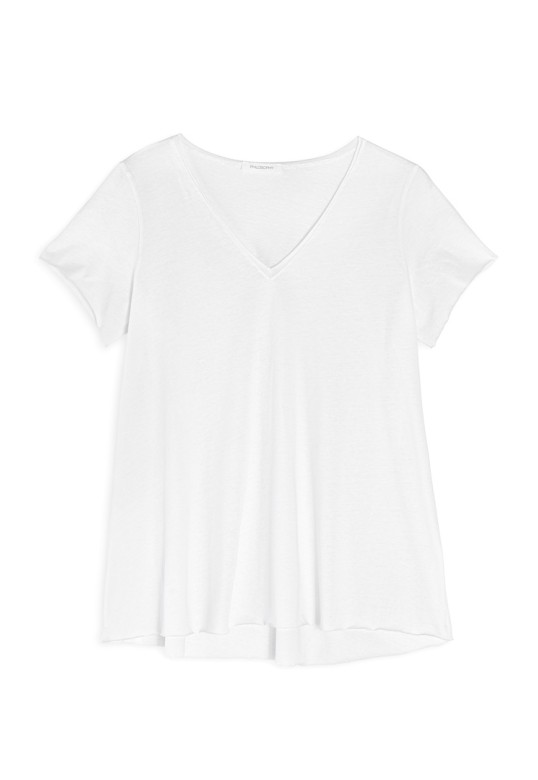 ORGANIC COTTON V NECK SHORT SLEEVE TOP WHITE