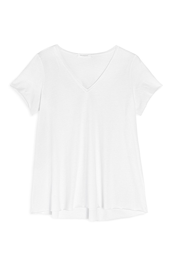 ORGANIC COTTON V NECK SHORT SLEEVE TOP WHITE