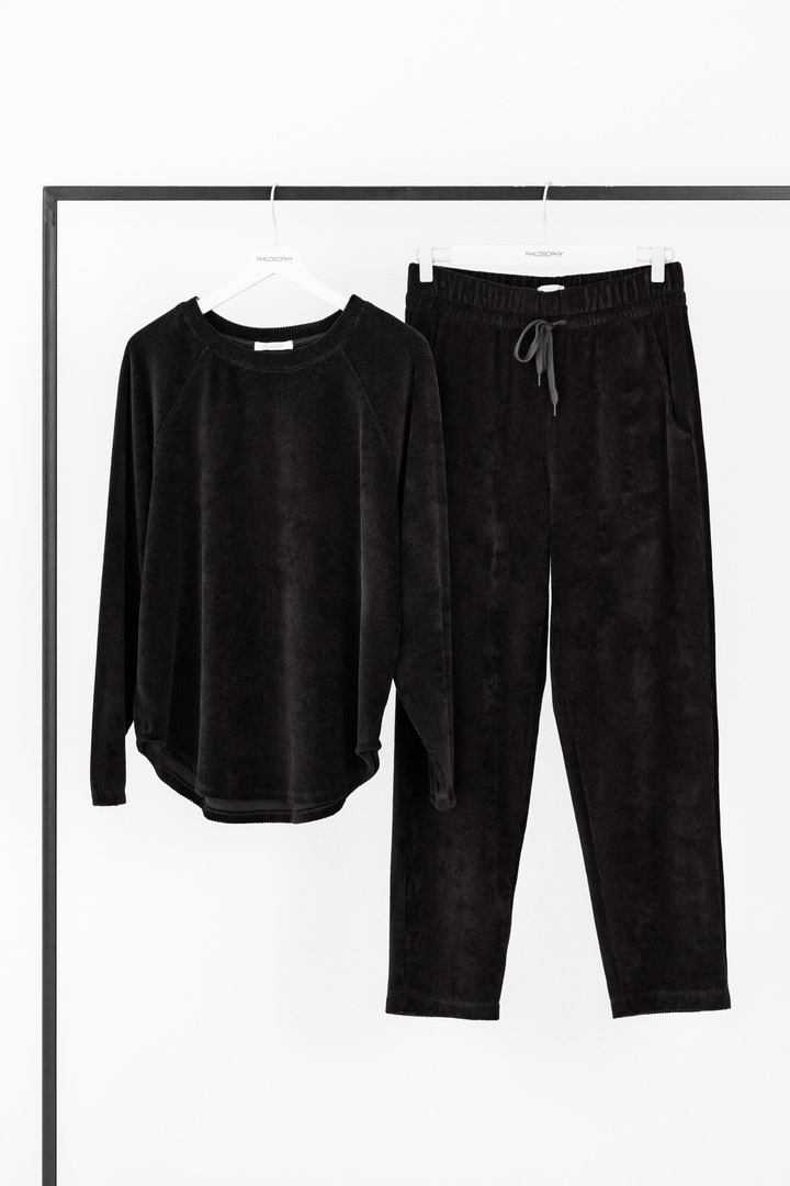 VELOUR CORDUROY SWEATSHIRT BLACK