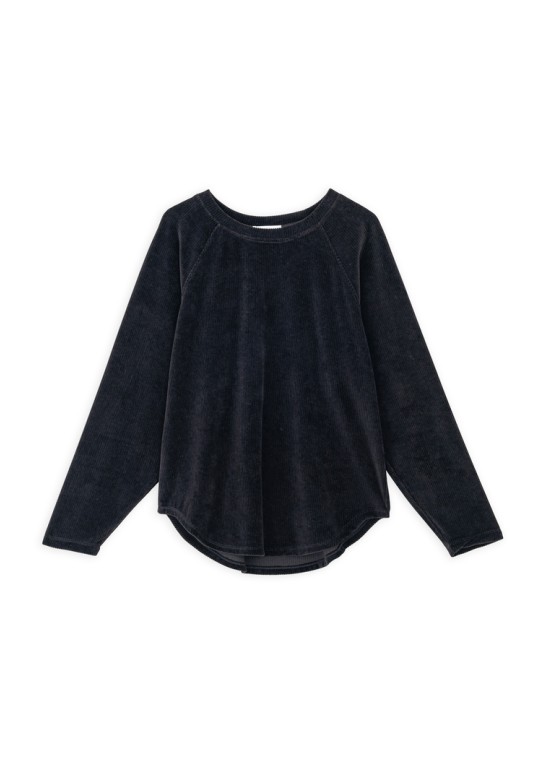 VELOUR CORDUROY SWEATSHIRT BLACK