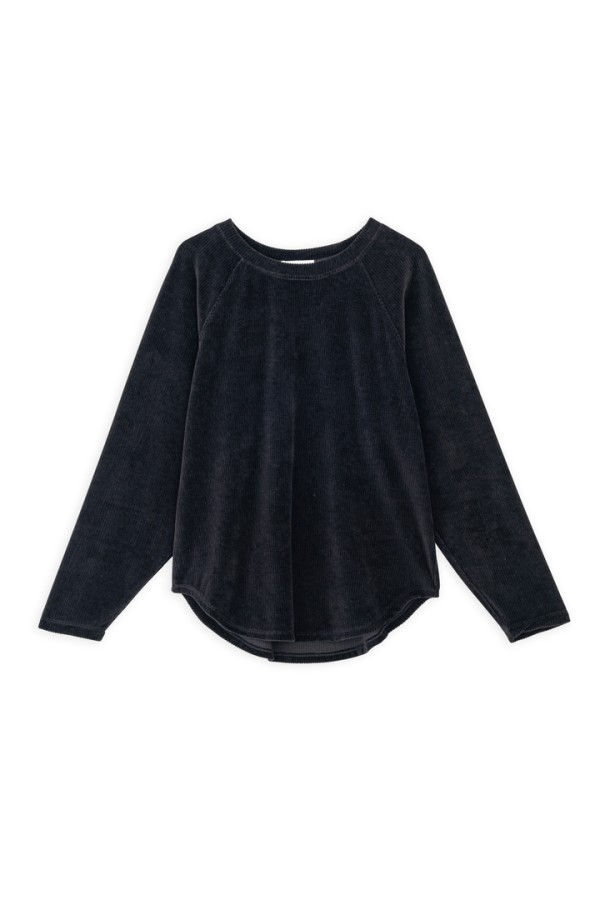 VELOUR CORDUROY SWEATSHIRT BLACK