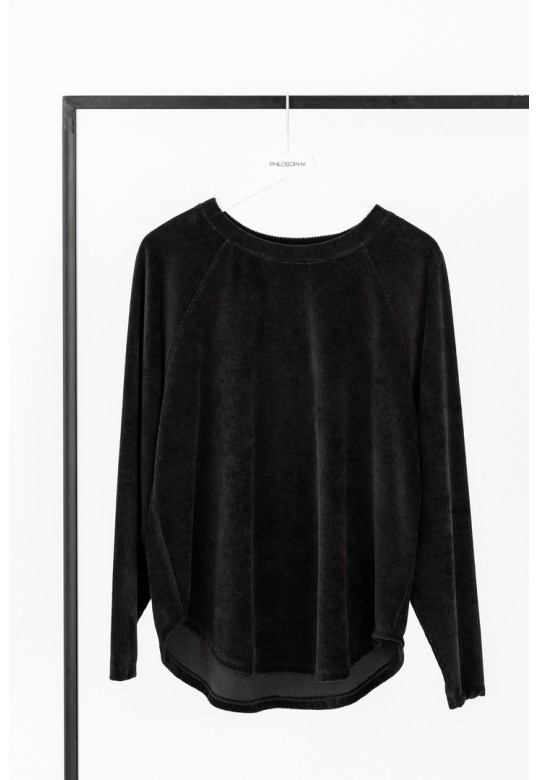 VELOUR CORDUROY SWEATSHIRT BLACK