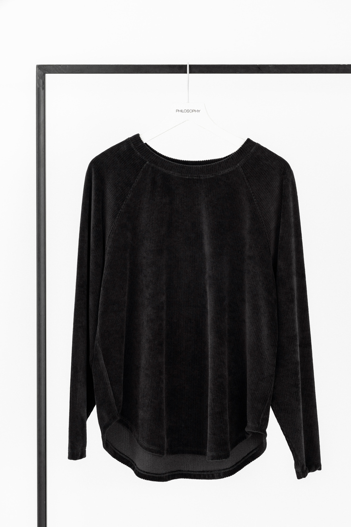 VELOUR CORDUROY SWEATSHIRT BLACK