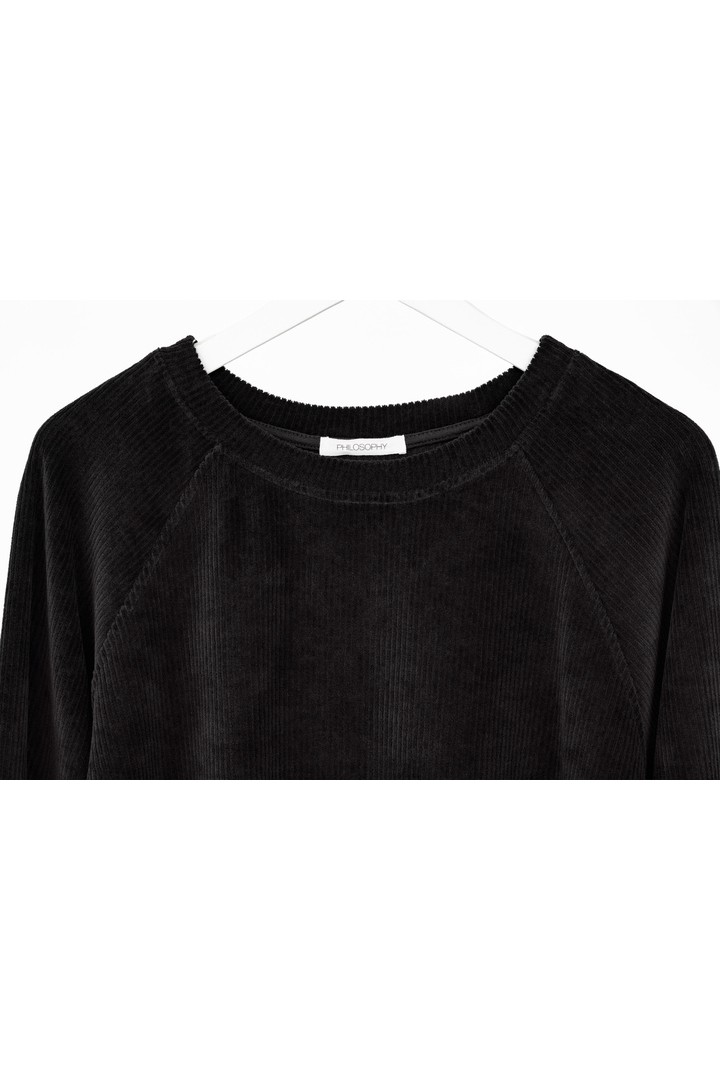 VELOUR CORDUROY SWEATSHIRT BLACK