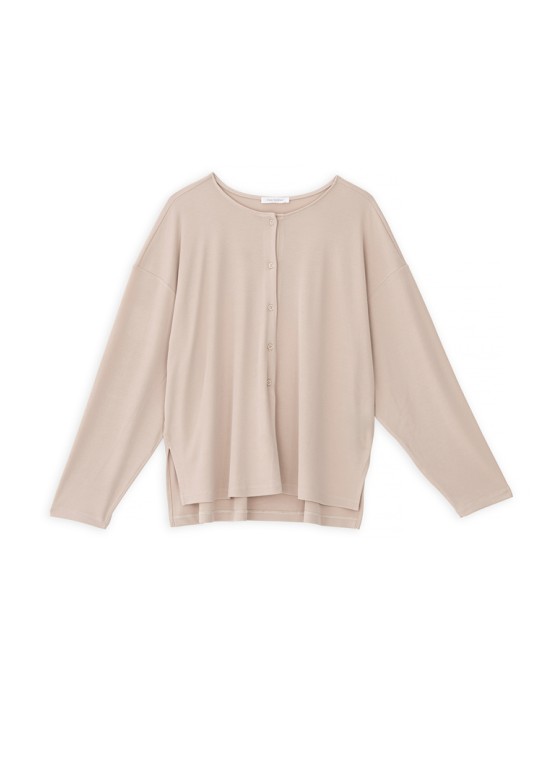 RIB SANDWASHED BLOUSE CREAM