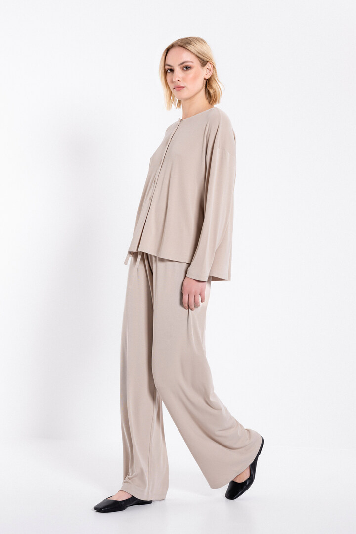 RIB SANDWASHED BLOUSE CREAM