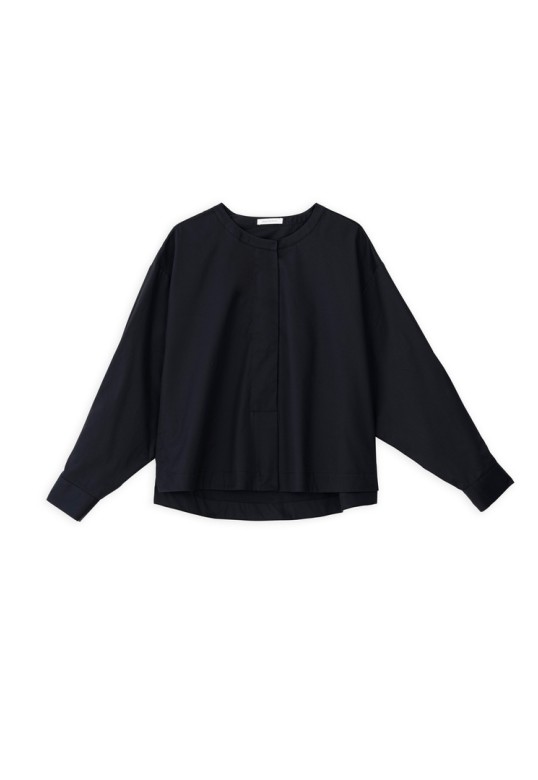 POPLIN CROPPED TOP BLACK