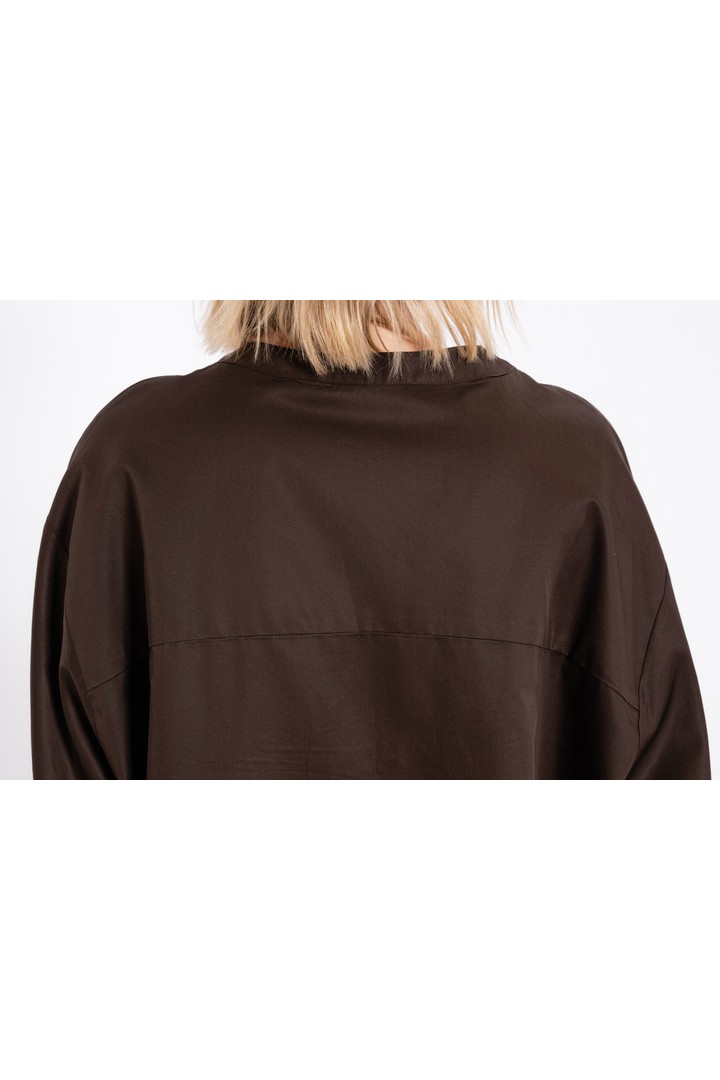POPLIN CROPPED TOP DARK BROWN