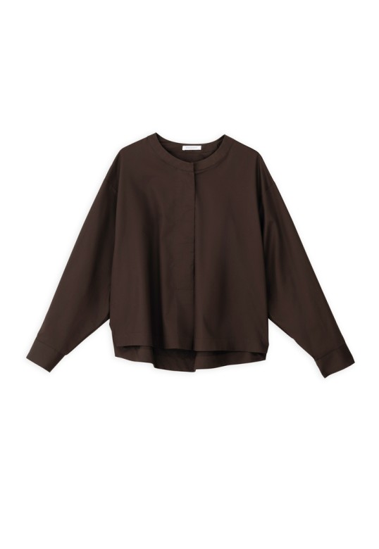 POPLIN CROPPED TOP DARK BROWN