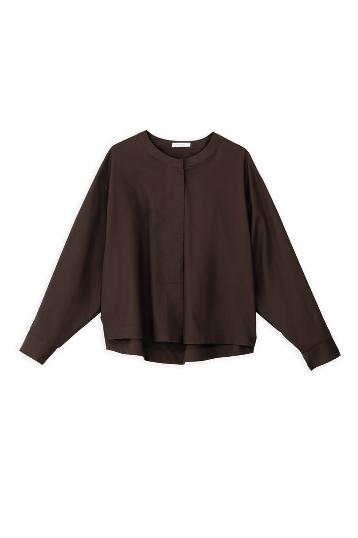 POPLIN CROPPED TOP DARK BROWN