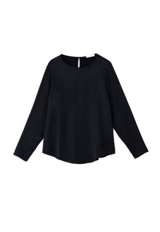 CUPRO VISCOSE LONG BLOUSE BLACK