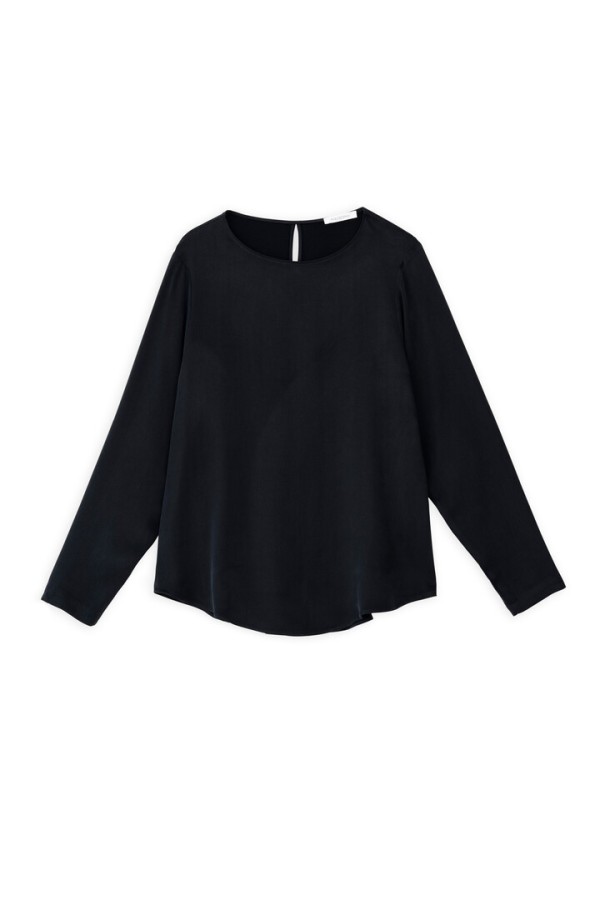 CUPRO VISCOSE LONG BLOUSE BLACK