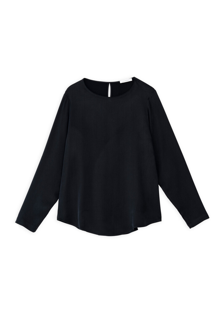 CUPRO VISCOSE LONG BLOUSE BLACK