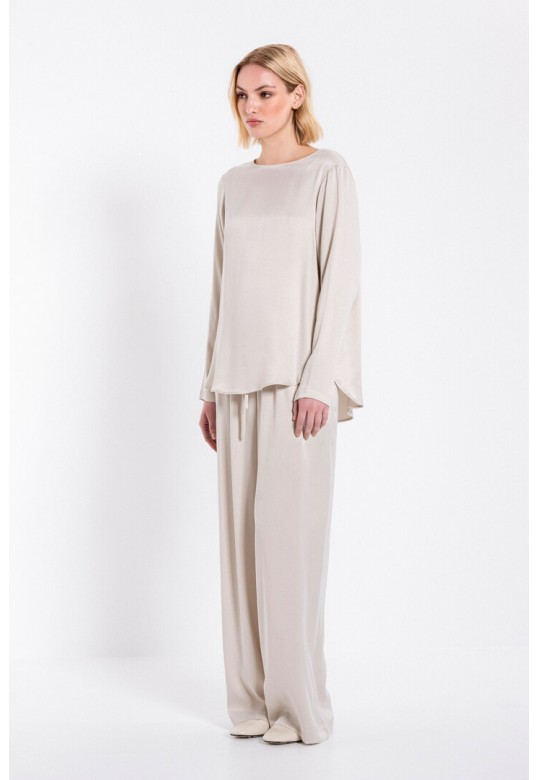 CUPRO VISCOSE LONG BLOUSE CREAM