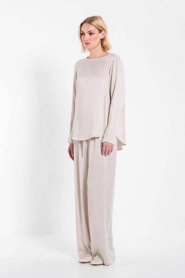 CUPRO VISCOSE LONG BLOUSE CREAM