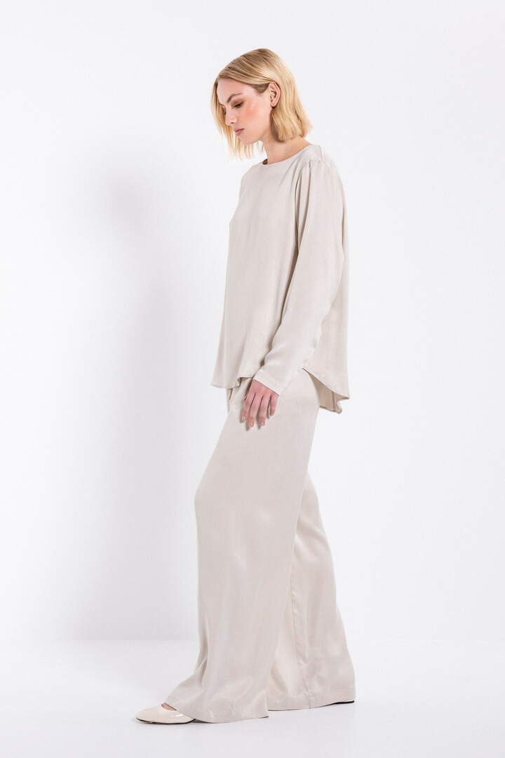 CUPRO VISCOSE LONG BLOUSE CREAM