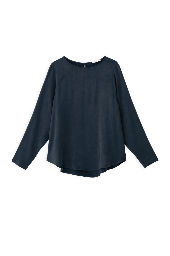 CUPRO VISCOSE LONG BLOUSE DARK BLUE