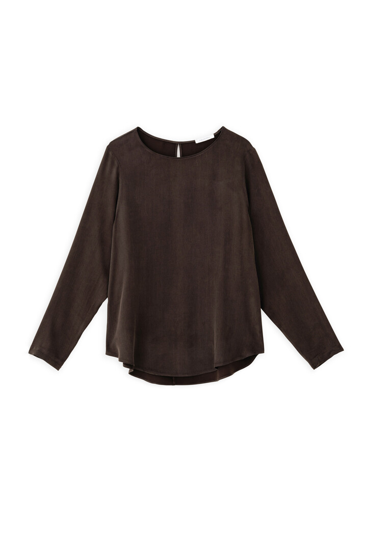 CUPRO VISCOSE LONG BLOUSE DARK BROWN