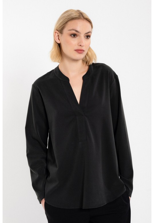 HEAVY TWILL BLOUSE OFF BLACK