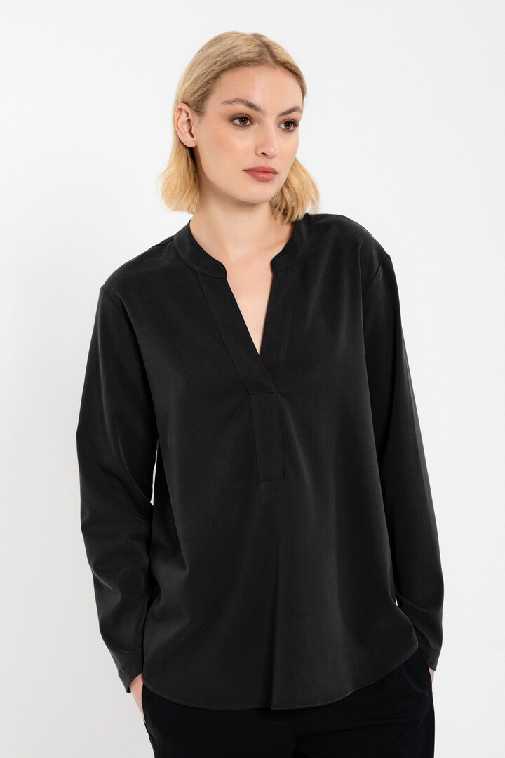 HEAVY TWILL BLOUSE OFF BLACK