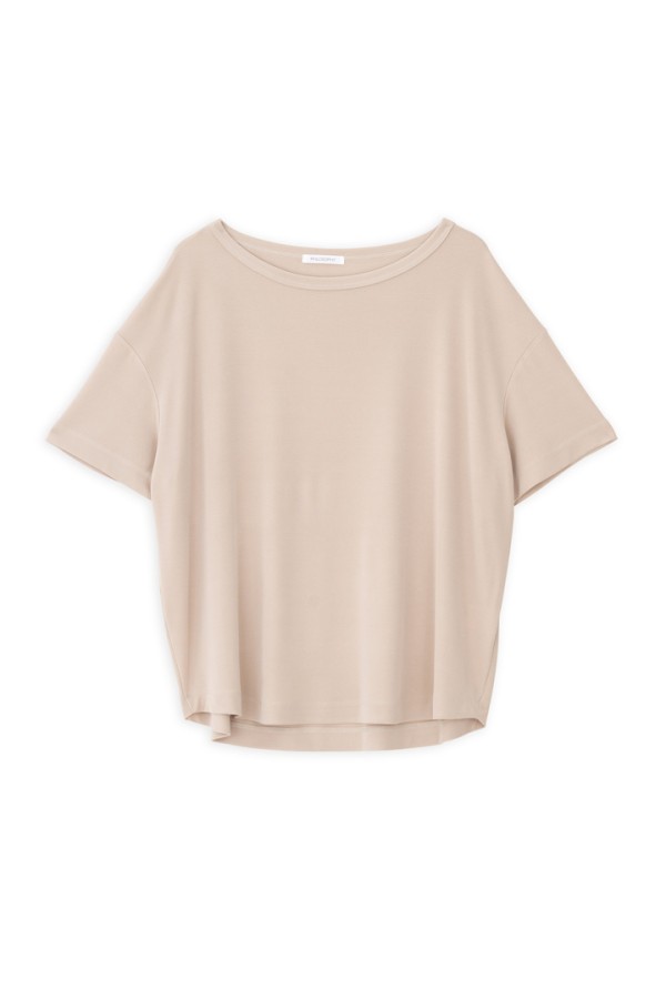 RIB SANDWASHED SHORT SLEEVE TOP CREAM