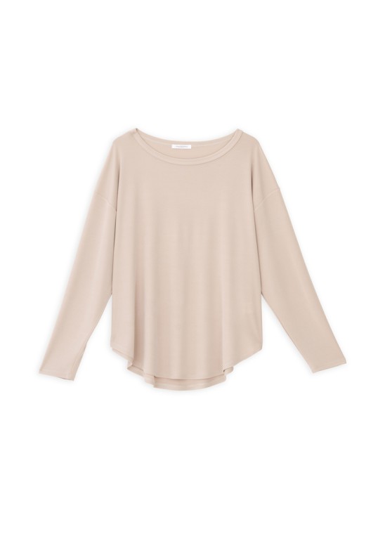 RIB SANDWASHED LONG TOP CREAM