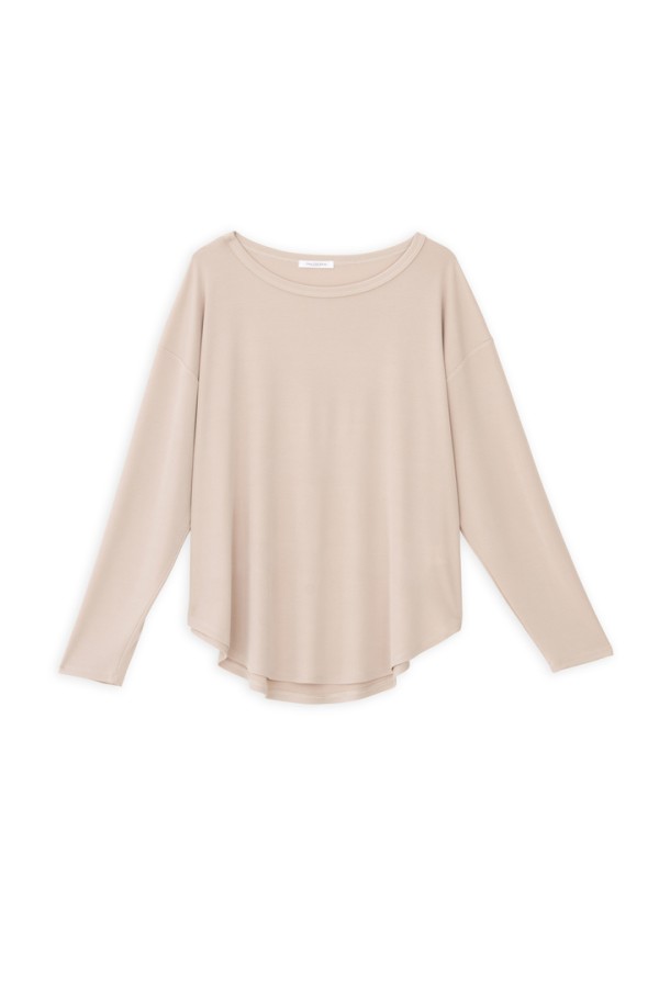 RIB SANDWASHED LONG TOP CREAM