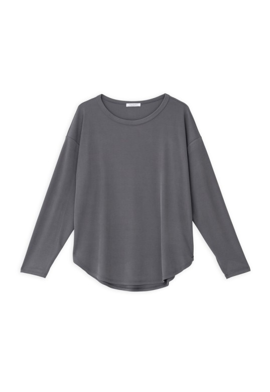 RIB SANDWASHED LONG TOP GREY