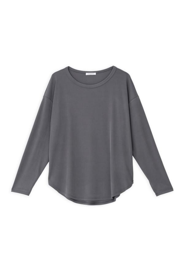 RIB SANDWASHED LONG TOP GREY