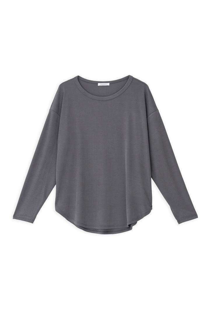 RIB SANDWASHED LONG TOP GREY