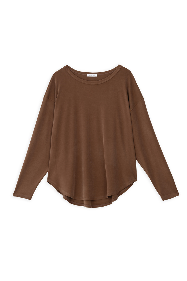 RIB SANDWASHED LONG TOP LIGHT BROWN
