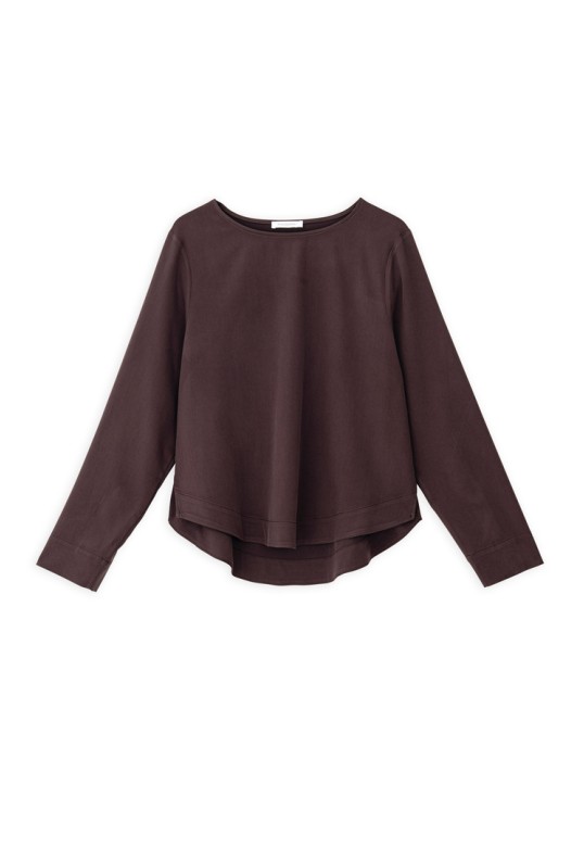 HEAVY TWILL CROPPED TOP DARK BORDEAUX