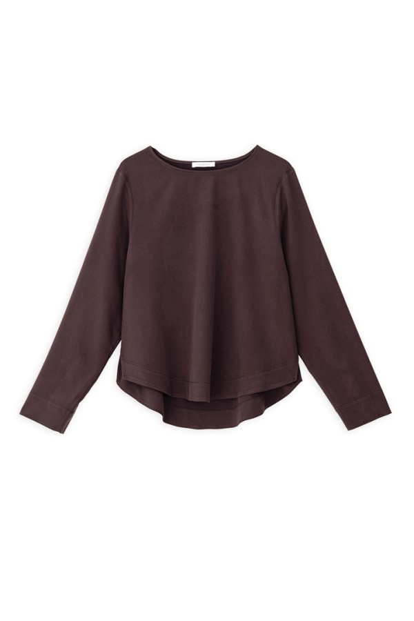 HEAVY TWILL CROPPED TOP DARK BORDEAUX