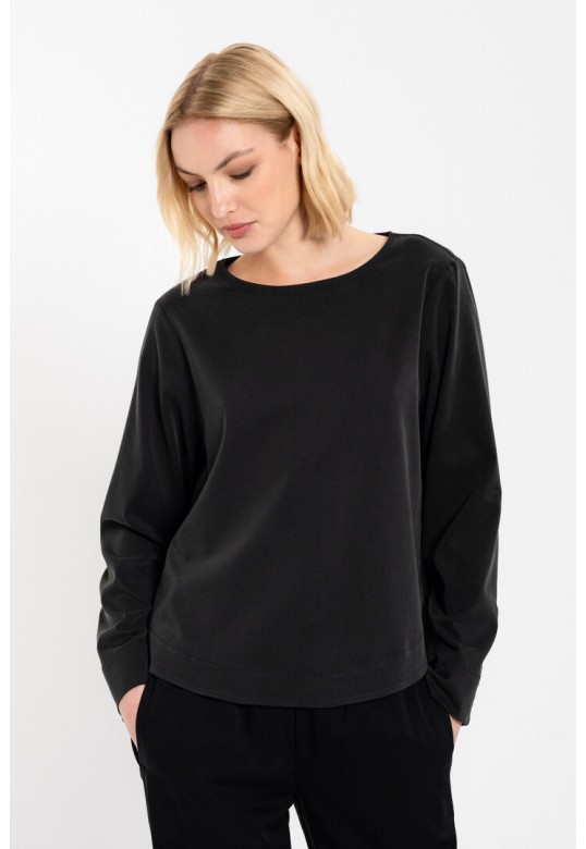 HEAVY TWILL CROPPED TOP OFF BLACK