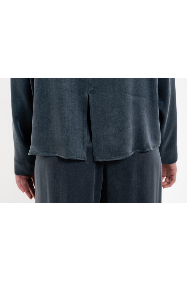 CUPRO VISCOSE CROPPED TOP DARK BLUE