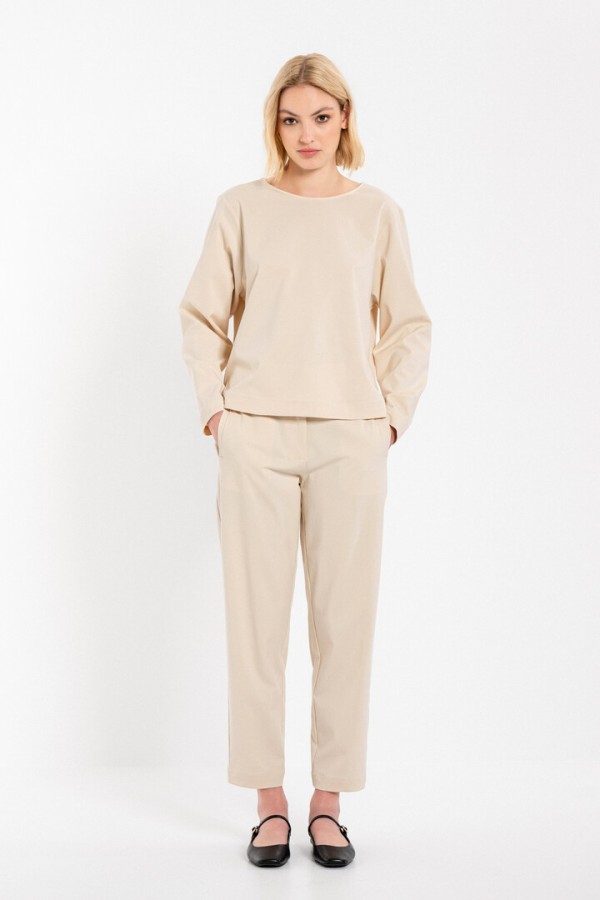 TWILL STRETCH CROPPED TOP CREAM