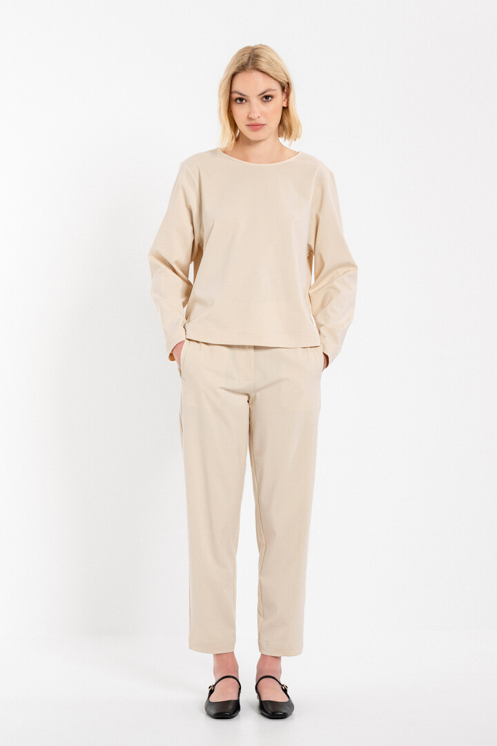 TWILL STRETCH CROPPED TOP CREAM
