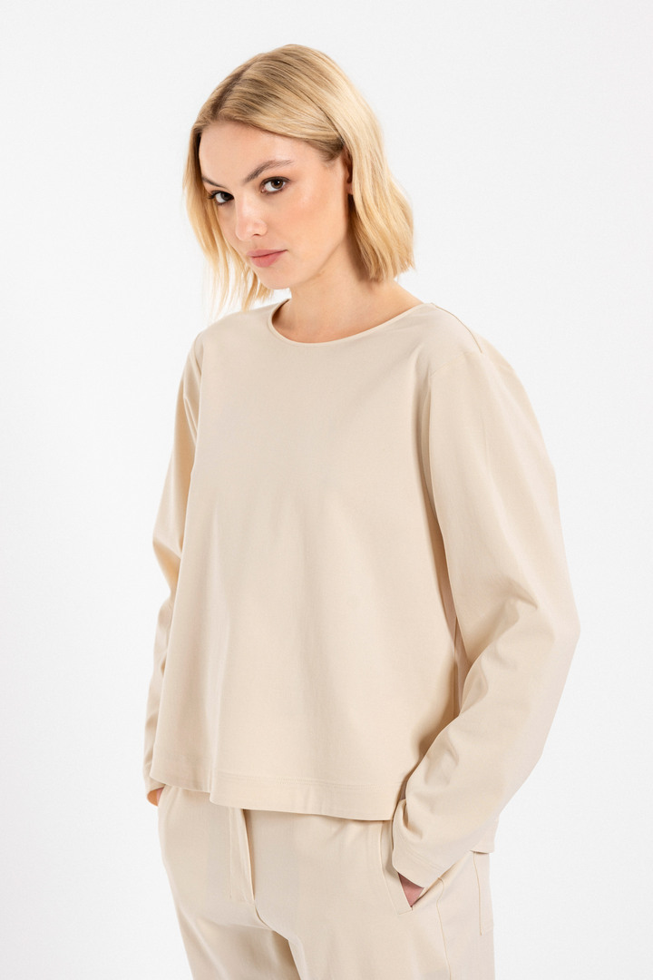 TWILL STRETCH CROPPED TOP CREAM