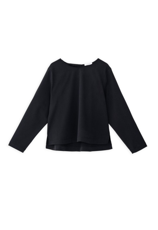 TWILL STRETCH CROPPED TOP OFF BLACK