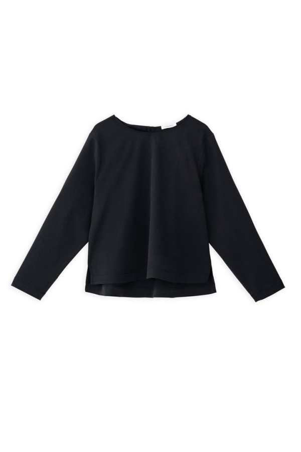 TWILL STRETCH CROPPED TOP OFF BLACK