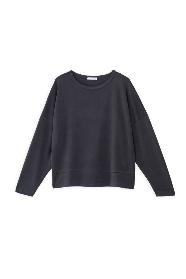 CUPRO PIQUE CROPPED TOP ANTHRACITE