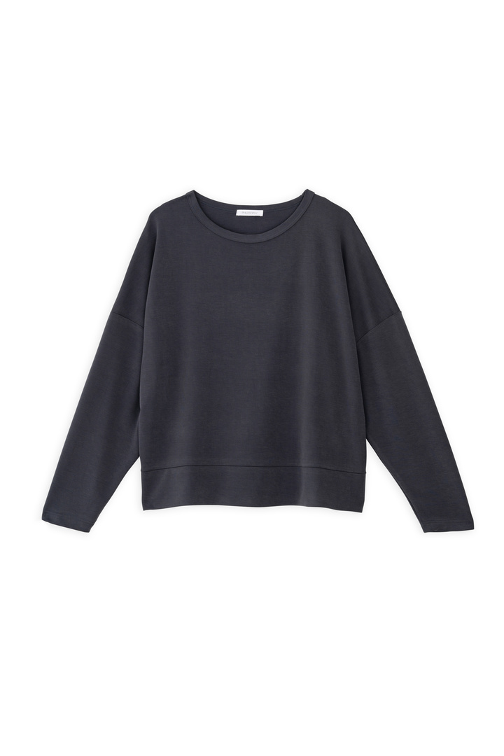 CUPRO PIQUE CROPPED TOP ANTHRACITE